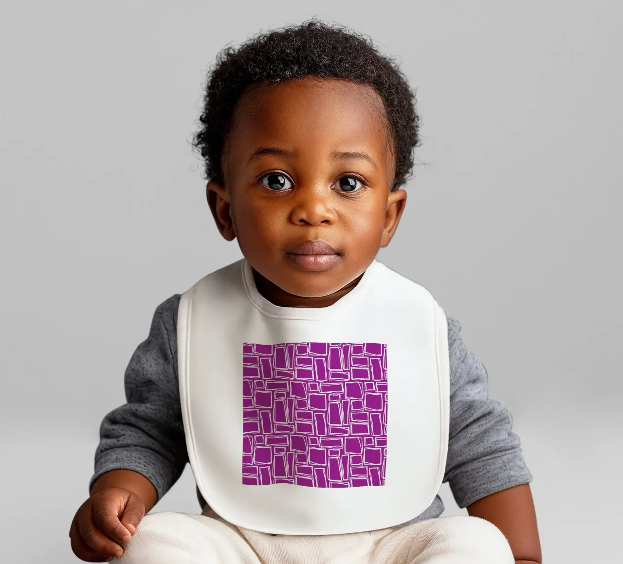 Quadrati Doodle in viola magenta bavaglino da Happy Littles