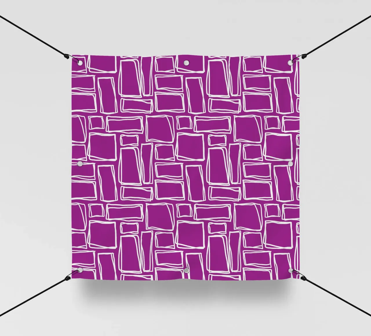 Quadrati Doodle in viola magenta telo in pvc da Happy Littles