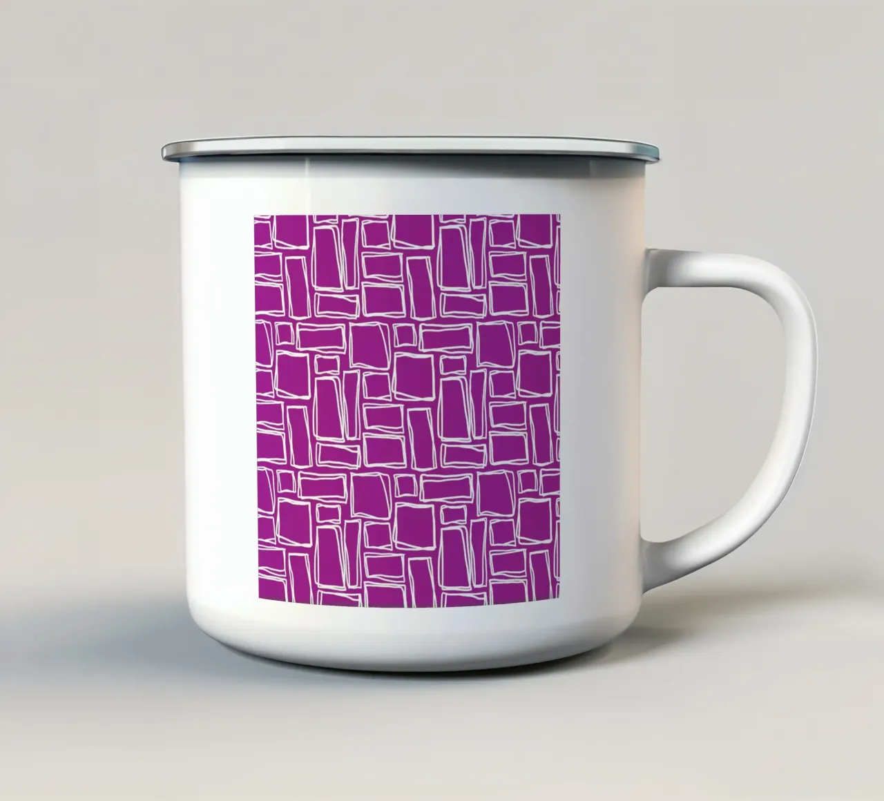 Quadrati Doodle in viola magenta tazza in smalto da Happy Littles