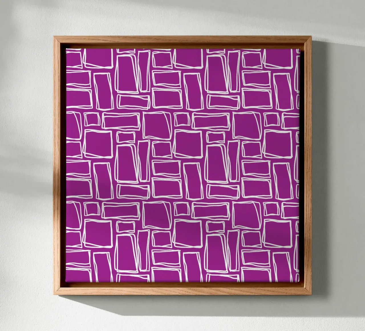 Quadrati Doodle in viola magenta tela con Cornice a cassetta da Happy Littles
