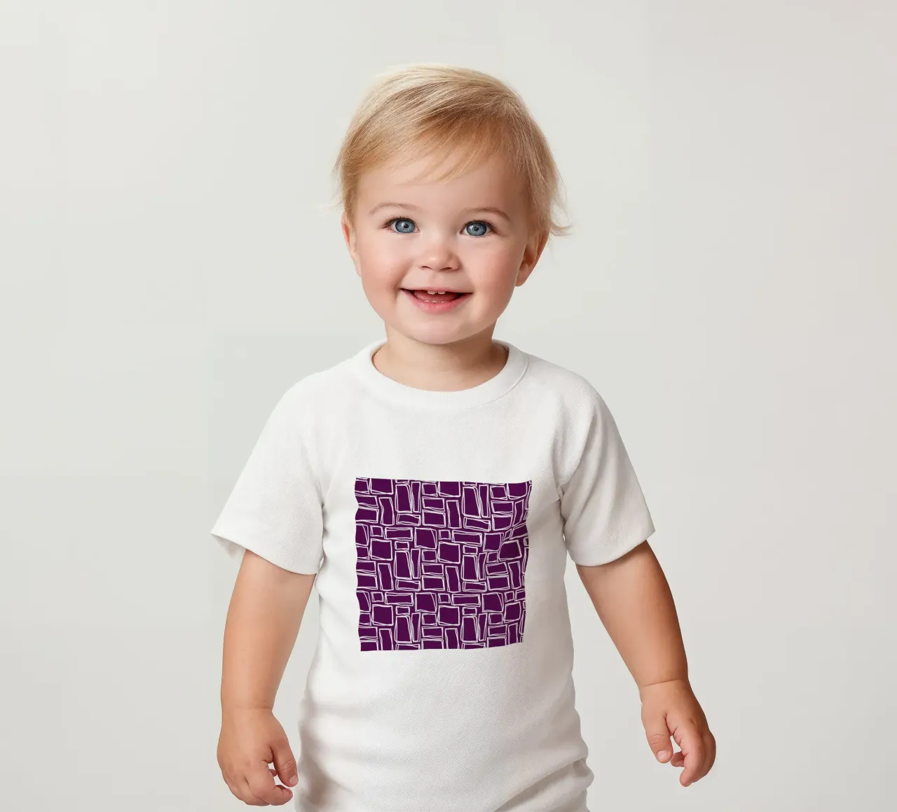 Doodle Squares in Plum Purple baby t-shirt by Happy Littles