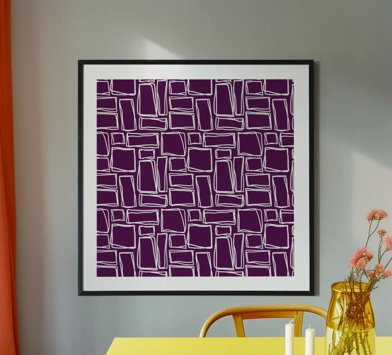 Doodle Squares in Plum Purple hahnemühle by Happy Littles
