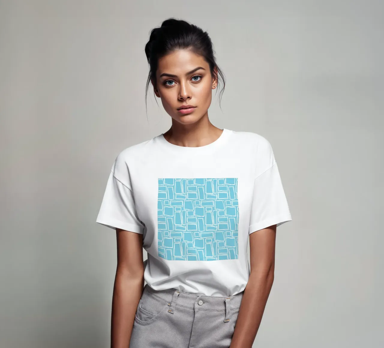 Doodle Squares in Sky Blue t-shirt by Happy Littles