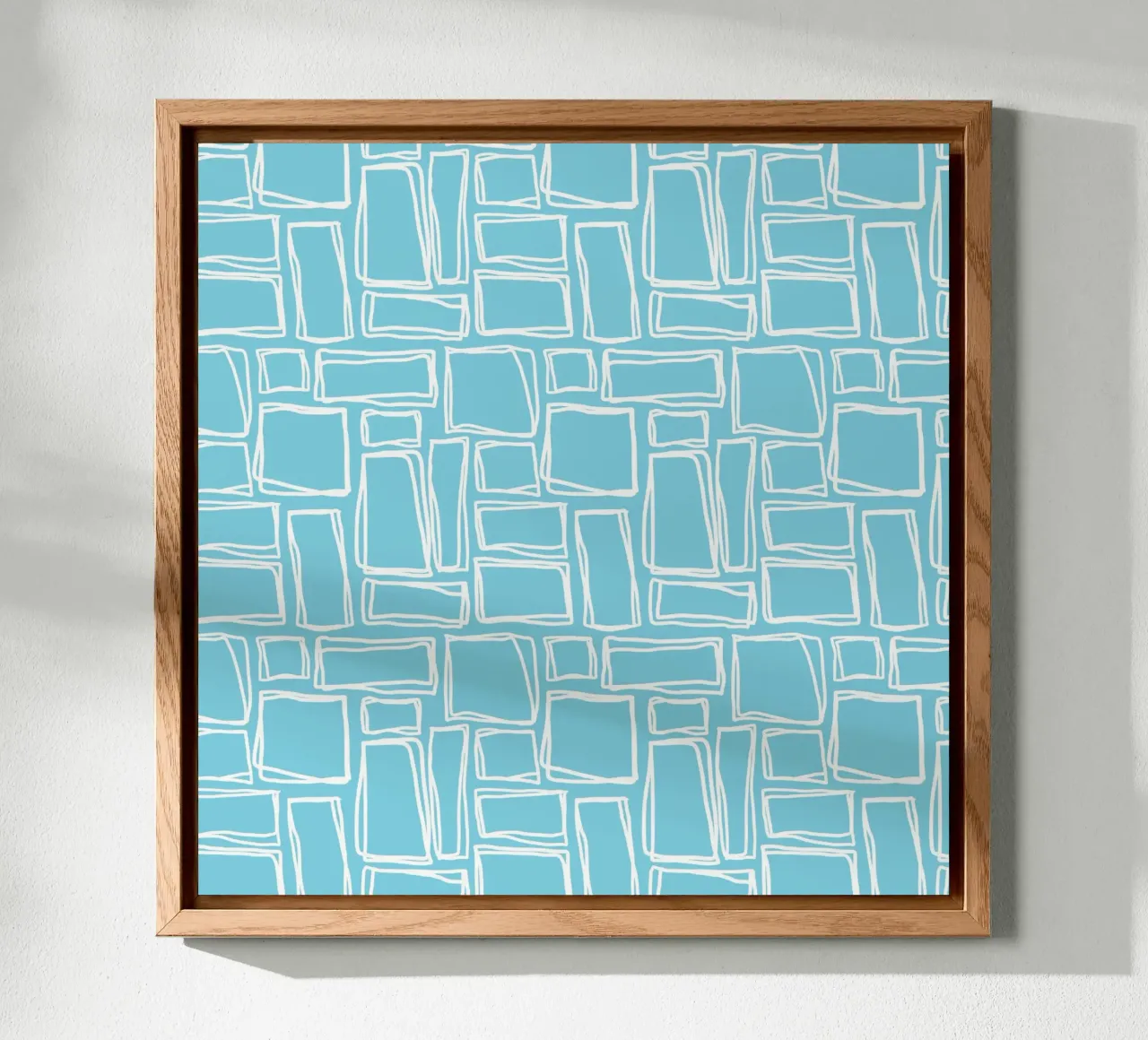 Doodle Squares in Sky Blue alu-dibond by Happy Littles