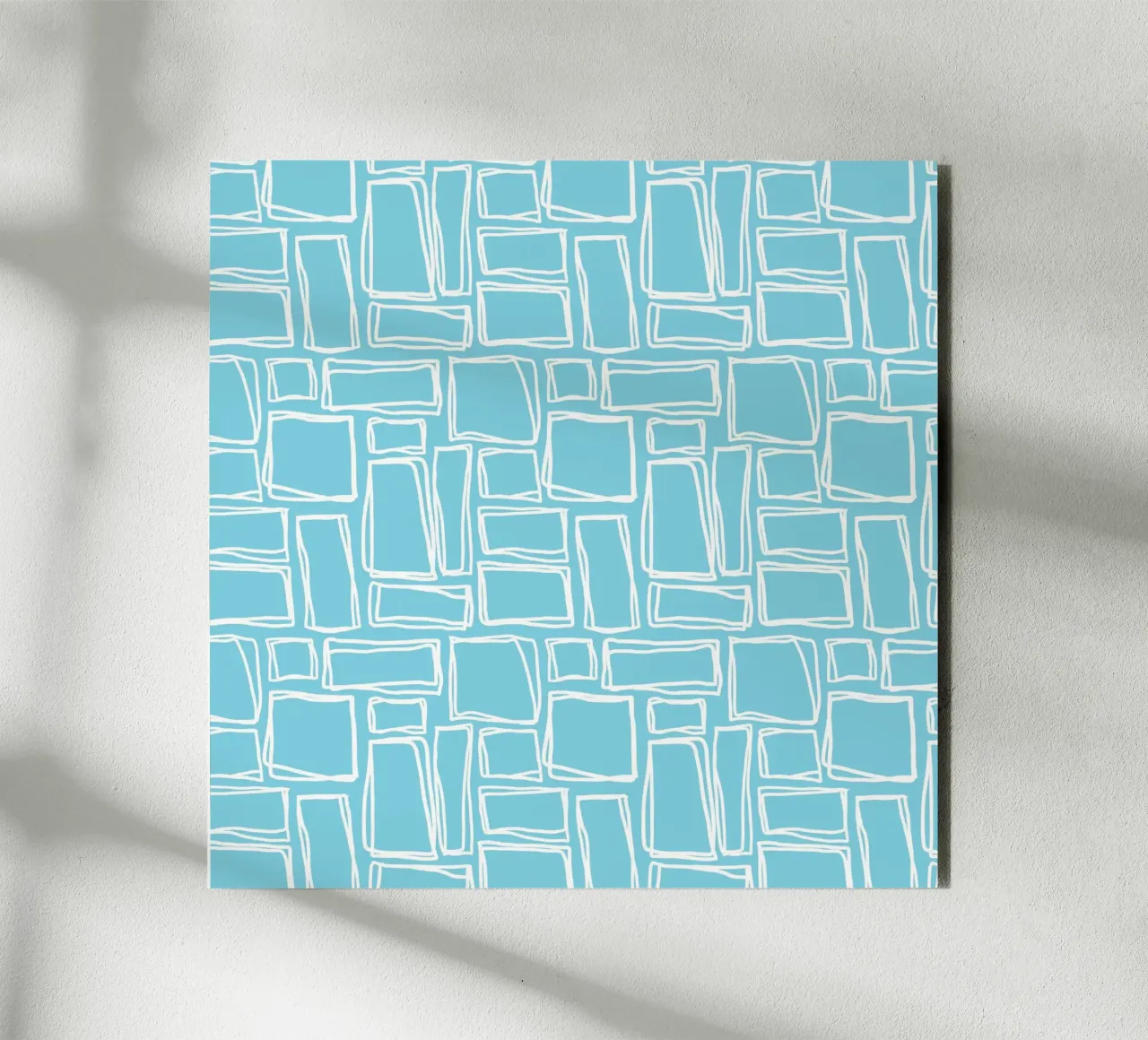 Doodle Squares in Sky Blue alu-dibond by Happy Littles
