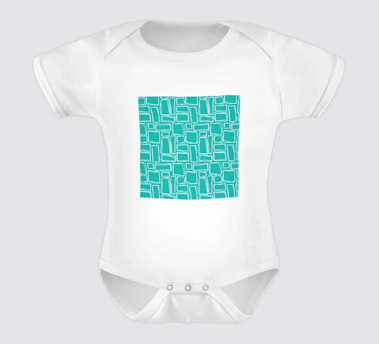 Quadrati Doodle in turchese body neonato maniche corte da Happy Littles