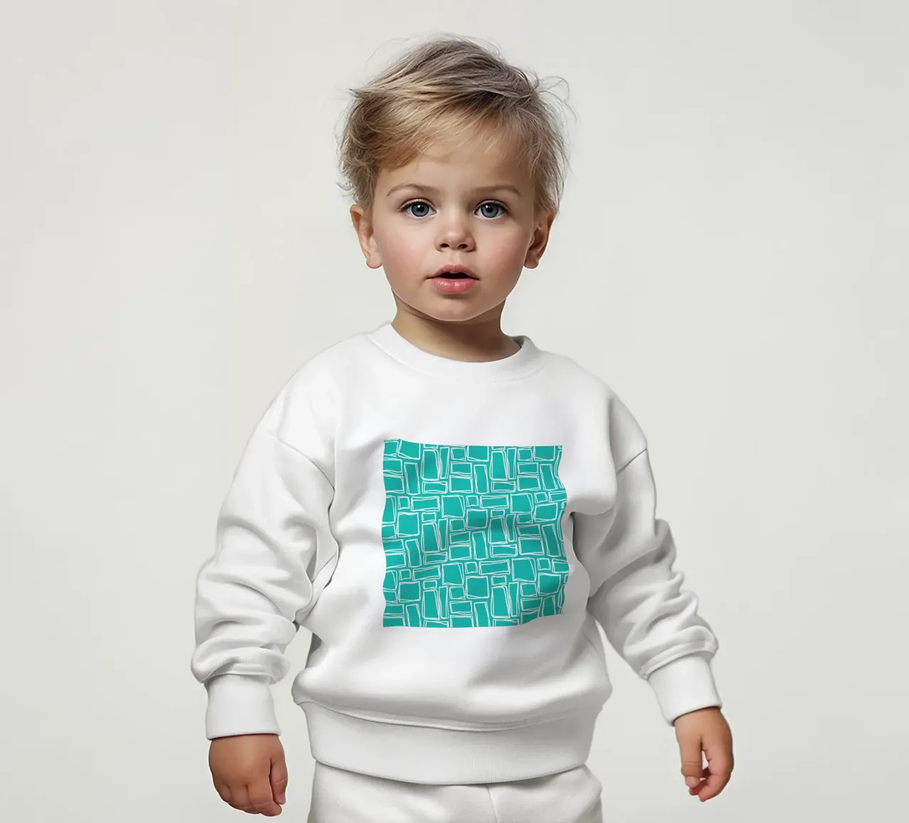 Quadrati Doodle in turchese felpa neonato da Happy Littles