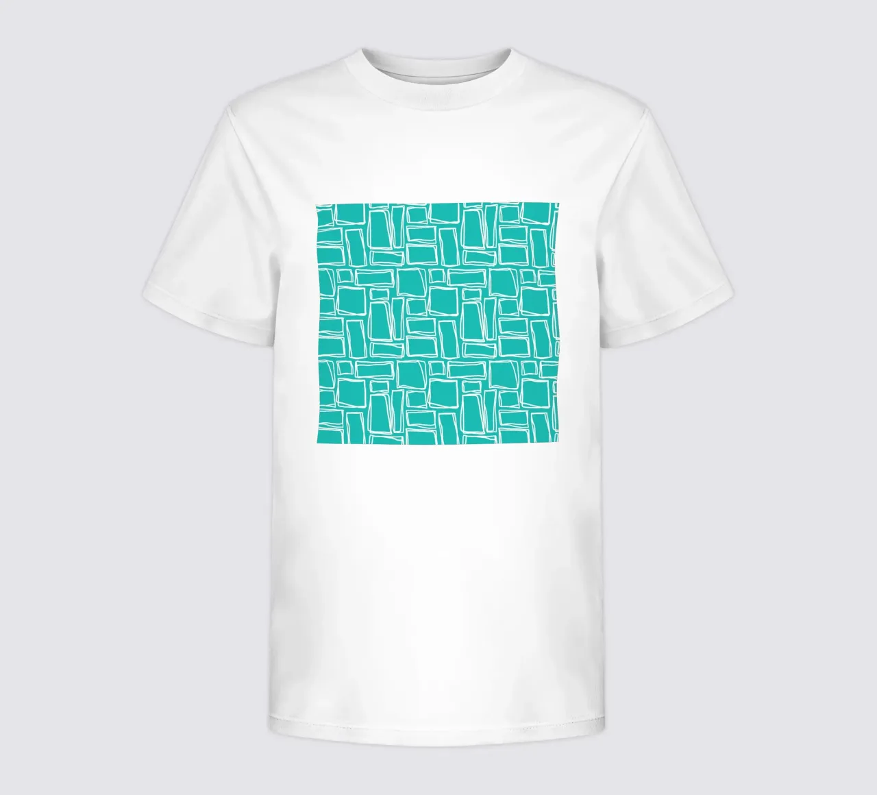 Doodle vierkantjes in turkoois kinder t-shirt van Happy Littles