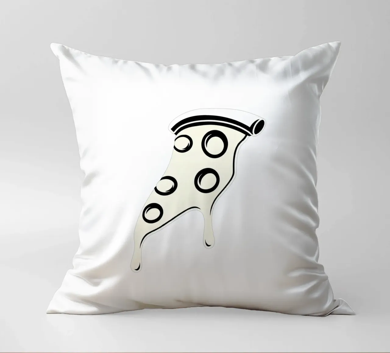 Un trancio di pizza con formaggio fuso e salame piccante cuscino da DesignDoodle