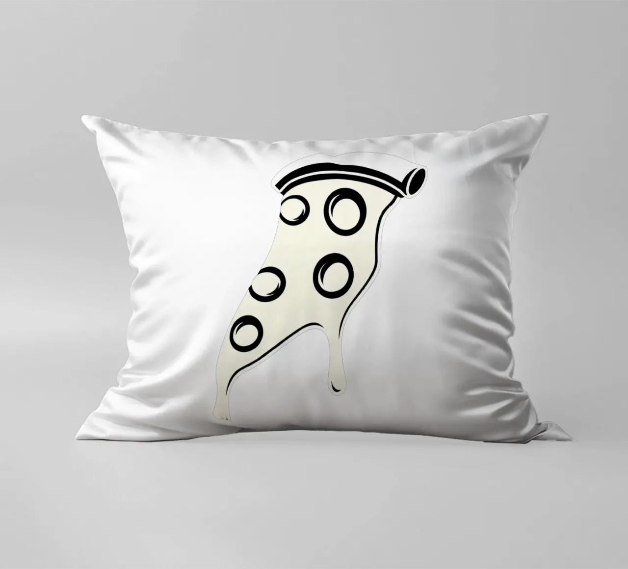 Un trancio di pizza con formaggio fuso e salame piccante cuscino da DesignDoodle
