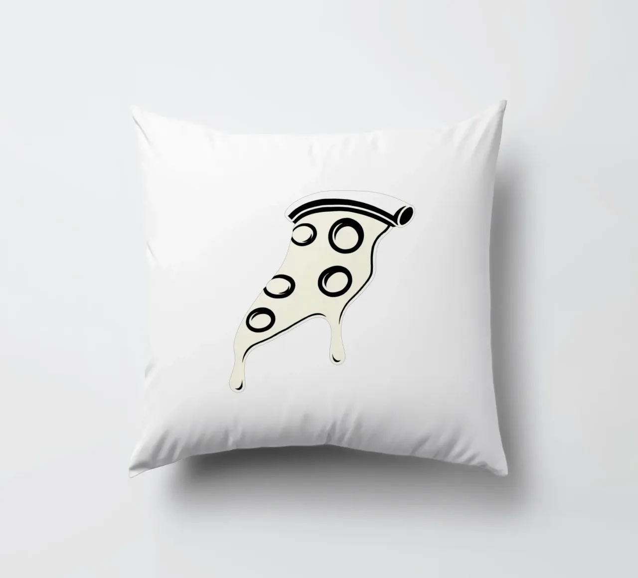 Un trancio di pizza con formaggio fuso e salame piccante cuscino da DesignDoodle