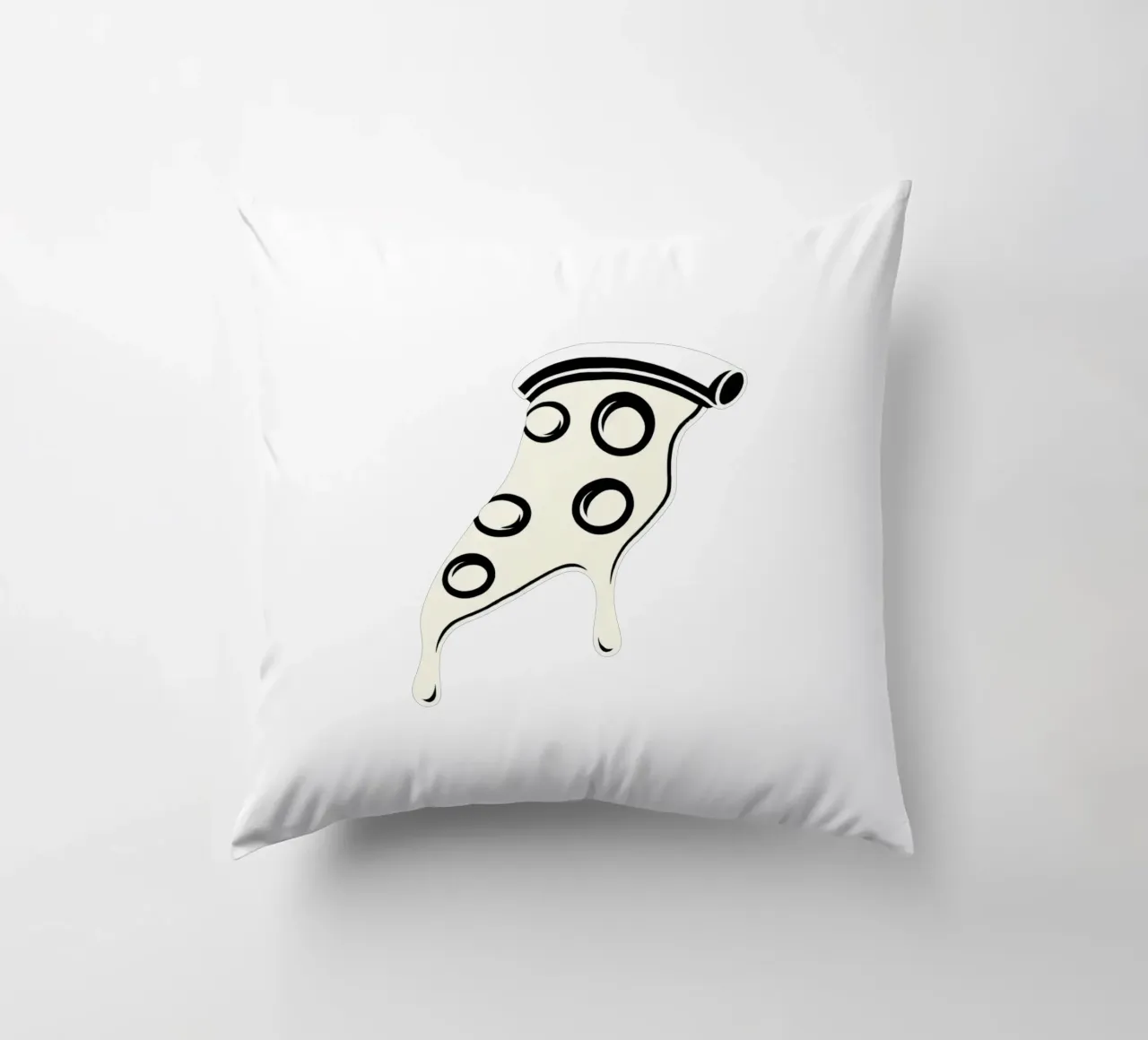 Un trancio di pizza con formaggio fuso e salame piccante cuscino da DesignDoodle