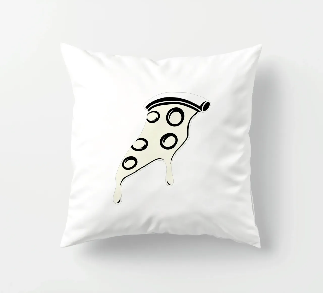 Un trancio di pizza con formaggio fuso e salame piccante cuscino da DesignDoodle