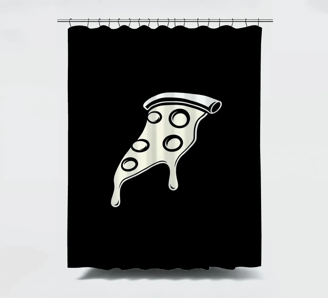 Un trancio di pizza con formaggio fuso e salame piccante tenda da doccia da DesignDoodle
