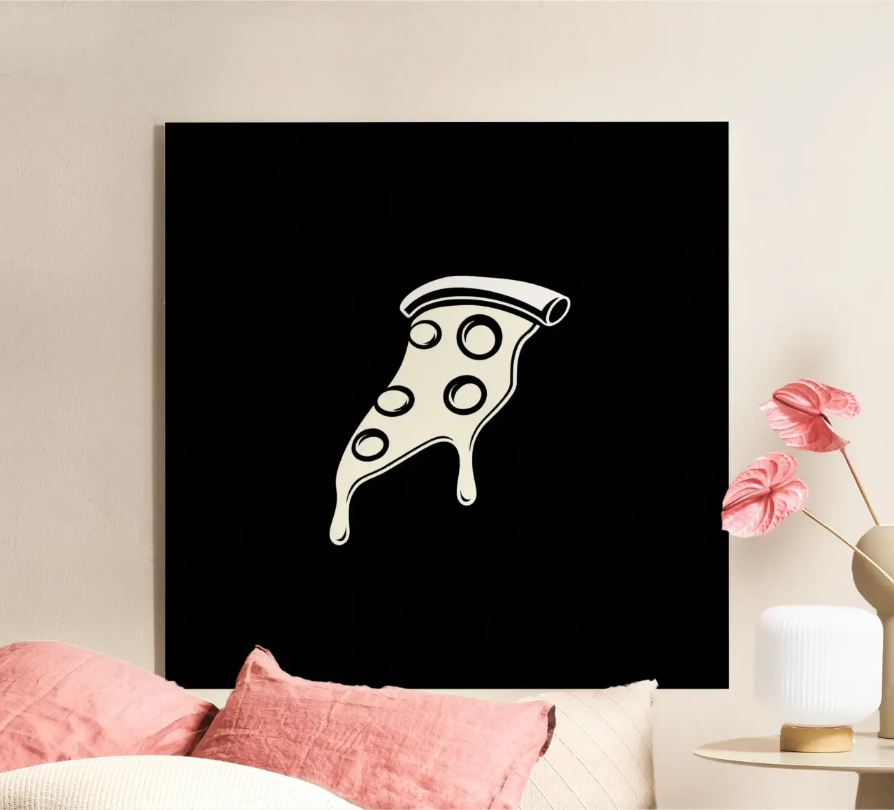 Un trancio di pizza con formaggio fuso e salame piccante plexiglass da DesignDoodle