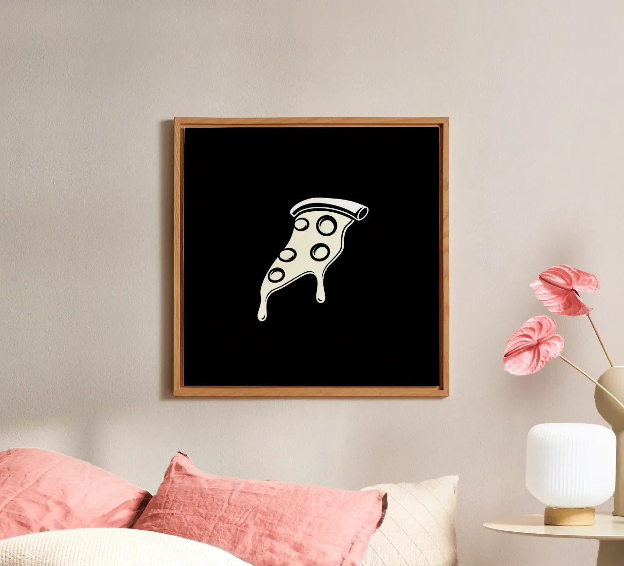 Un trancio di pizza con formaggio fuso e salame piccante alluminio dibond da DesignDoodle