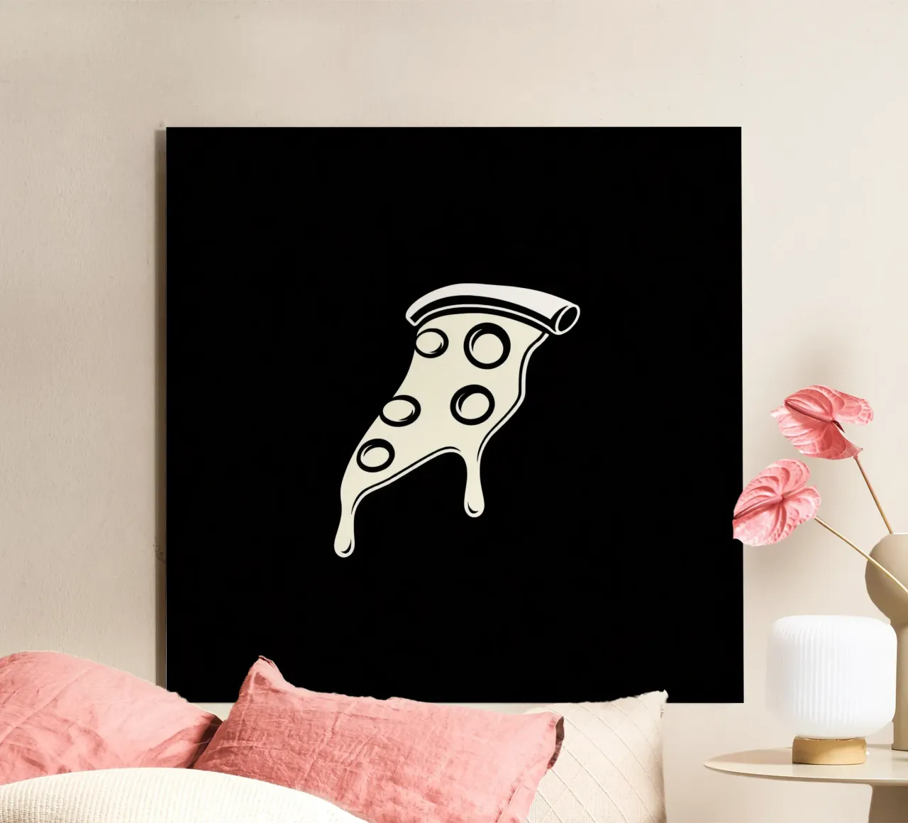 Un trancio di pizza con formaggio fuso e salame piccante alluminio dibond da DesignDoodle