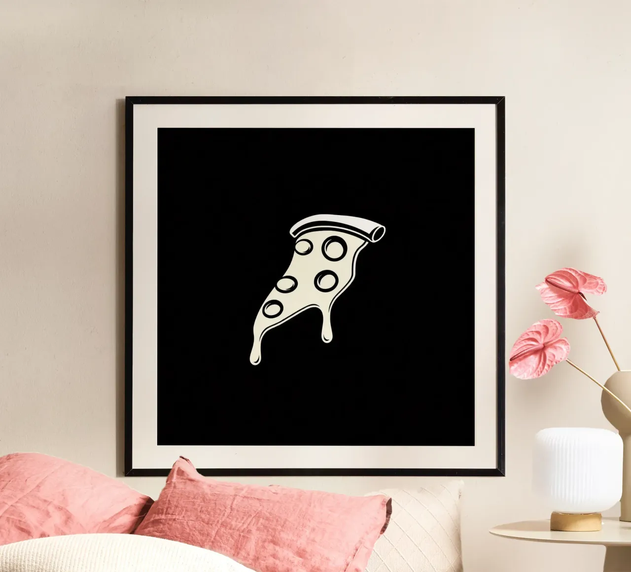 Un trancio di pizza con formaggio fuso e salame piccante carta hahnemühle da DesignDoodle