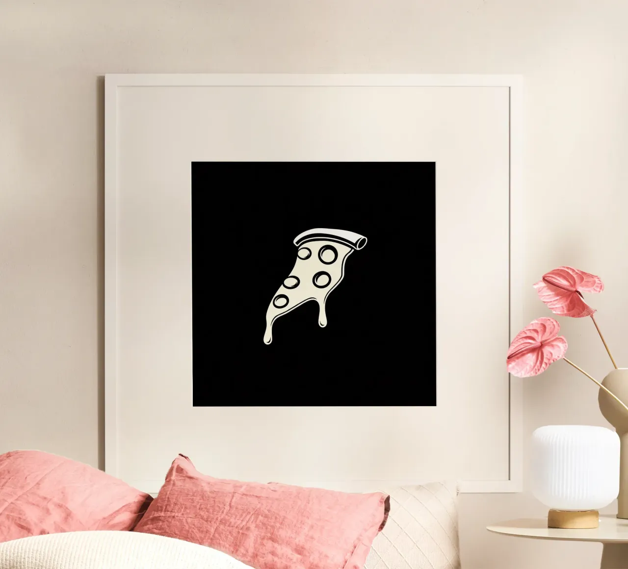 Un trancio di pizza con formaggio fuso e salame piccante carta hahnemühle da DesignDoodle