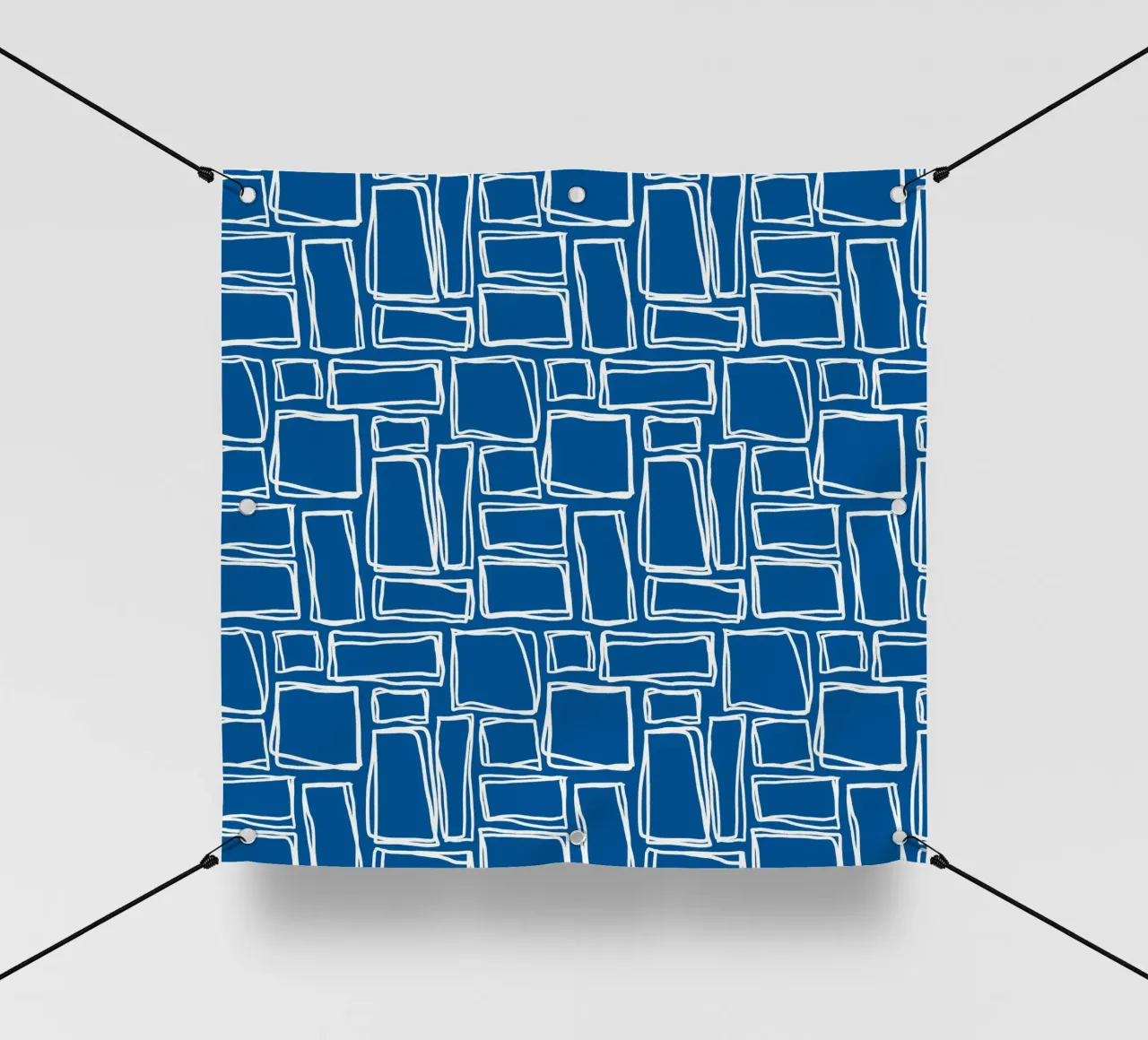 Quadrati Doodle in blu reale telo in pvc da Happy Littles