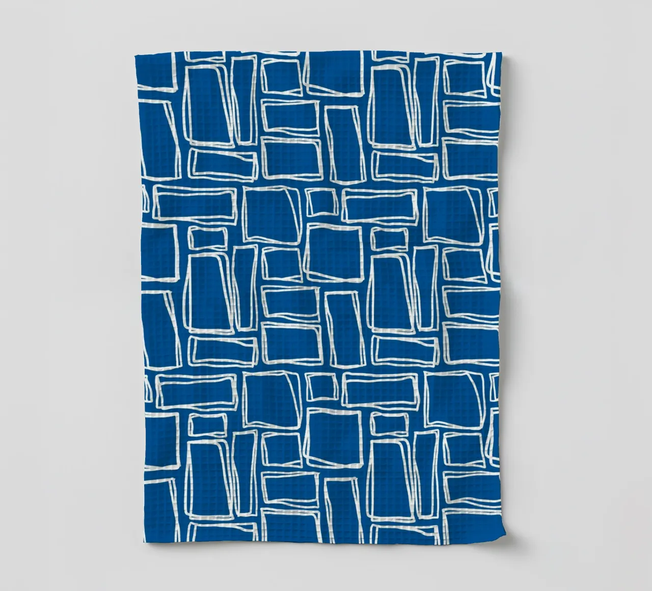 Doodle Squares in Royal Blue tea towel by Happy Littles