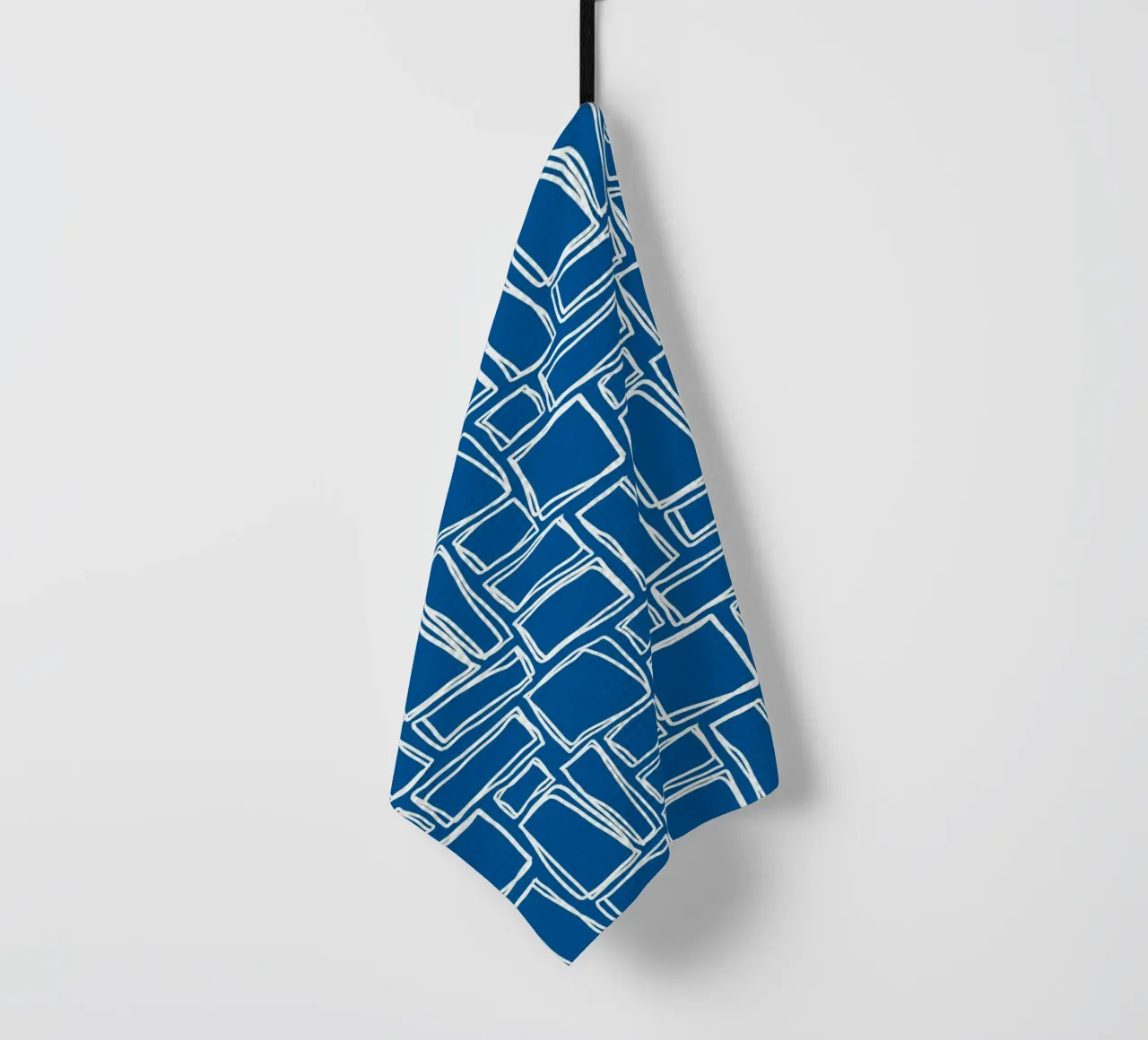 Doodle Squares in Royal Blue tea towel by Happy Littles