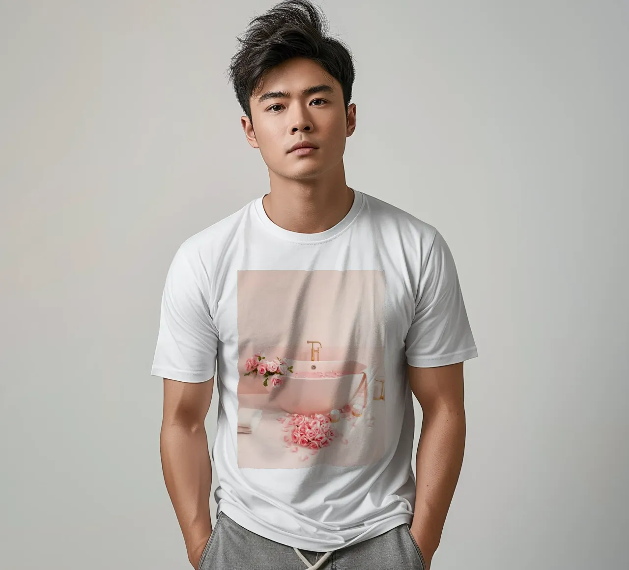 Een ontspannend bad versierd met roze rozen en kaarsen t-shirt van DesignDoodle
