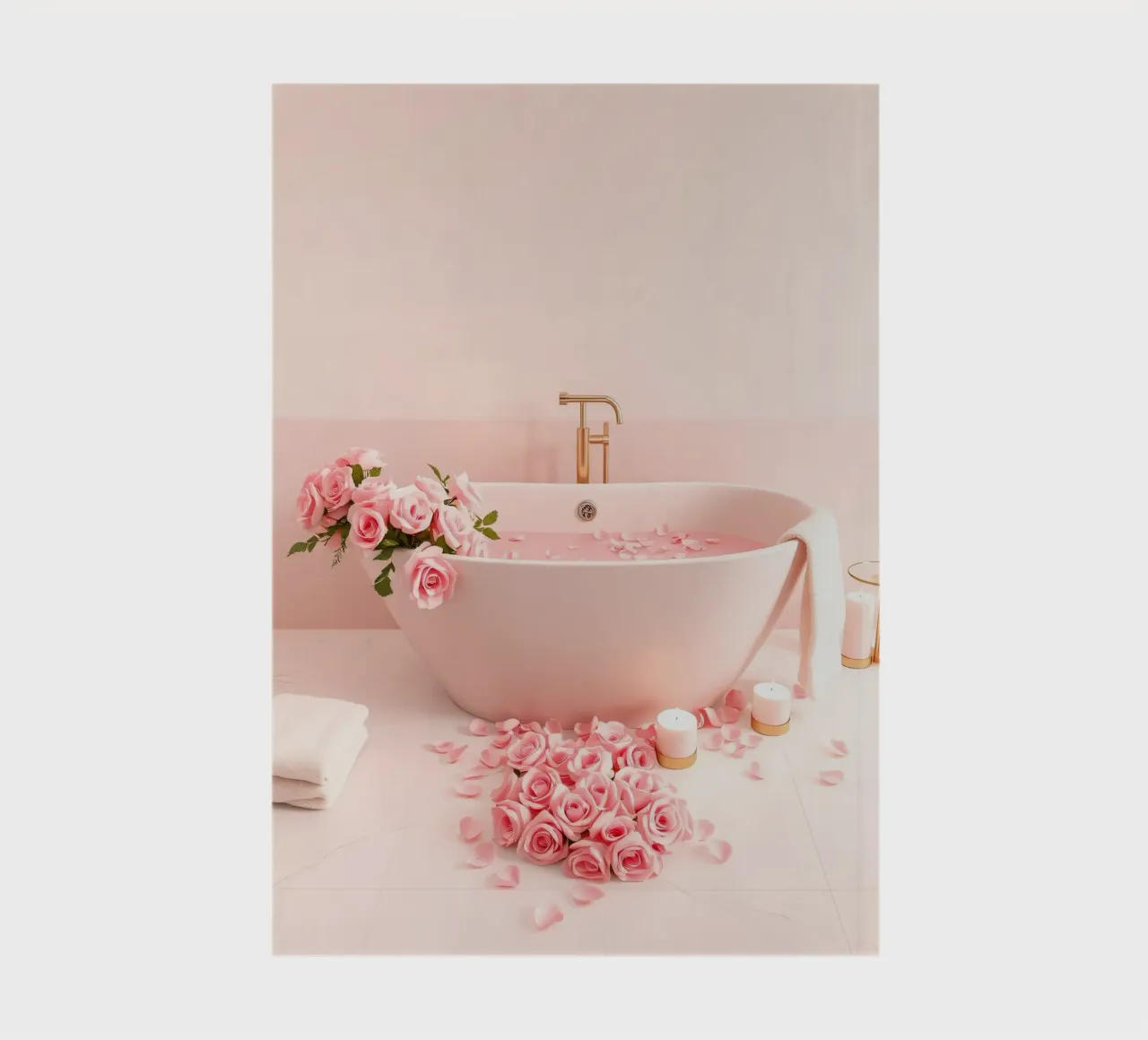 A relaxing bath adorned with pink roses and candles notebook by DesignDoodle