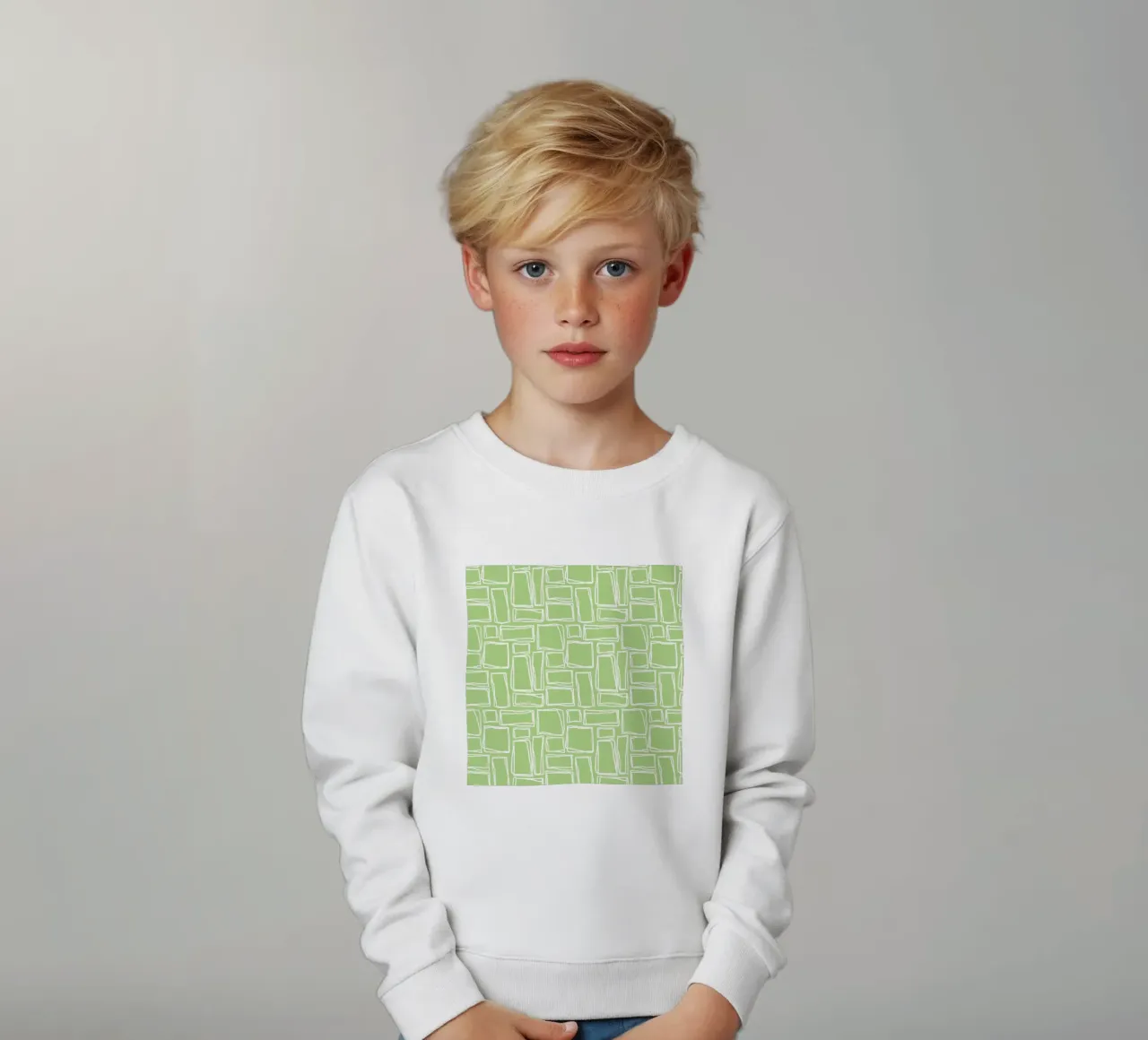 Quadrati Doodle in verde menta felpa bambino da Happy Littles