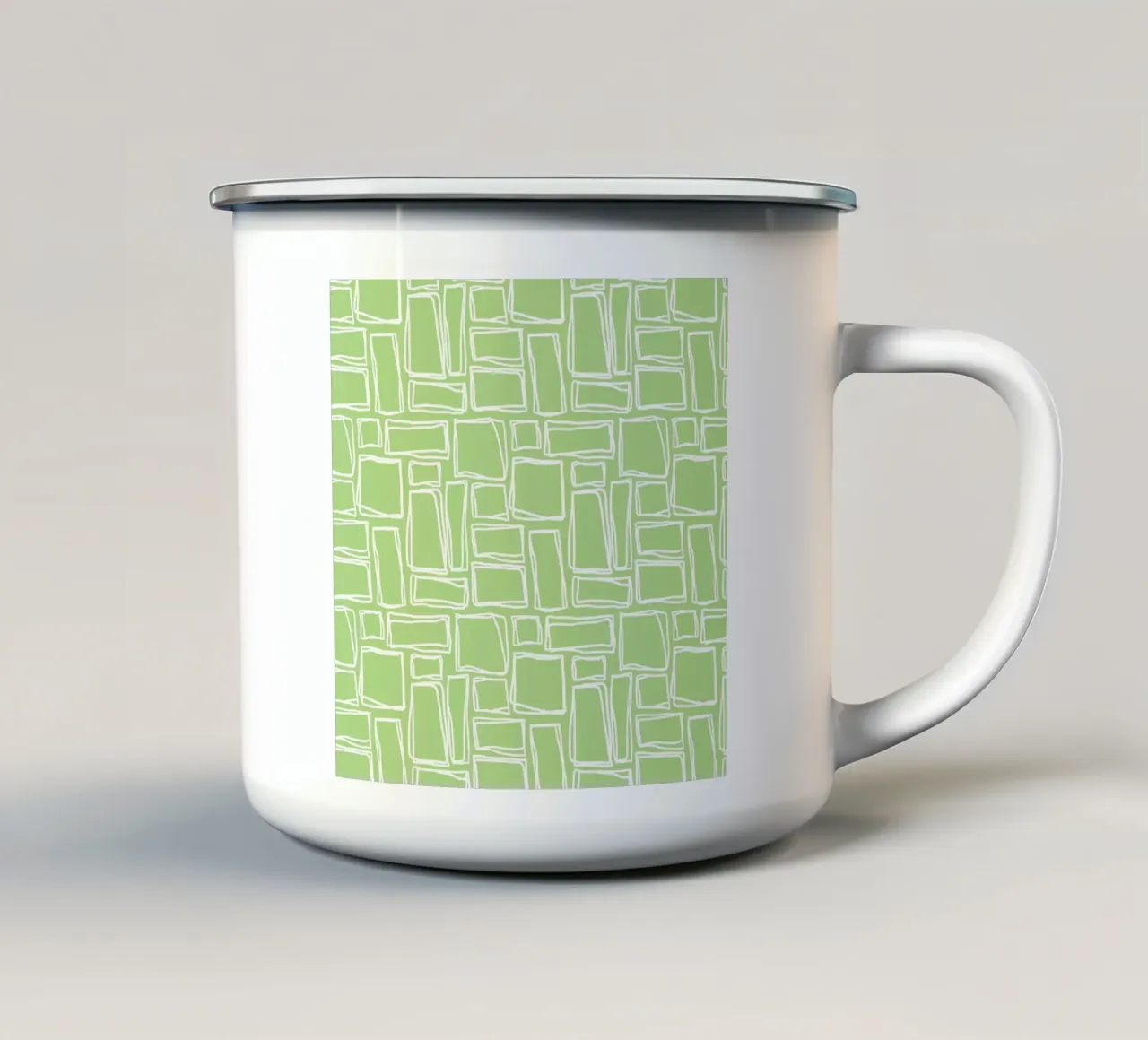 Quadrati Doodle in verde menta tazza in smalto da Happy Littles