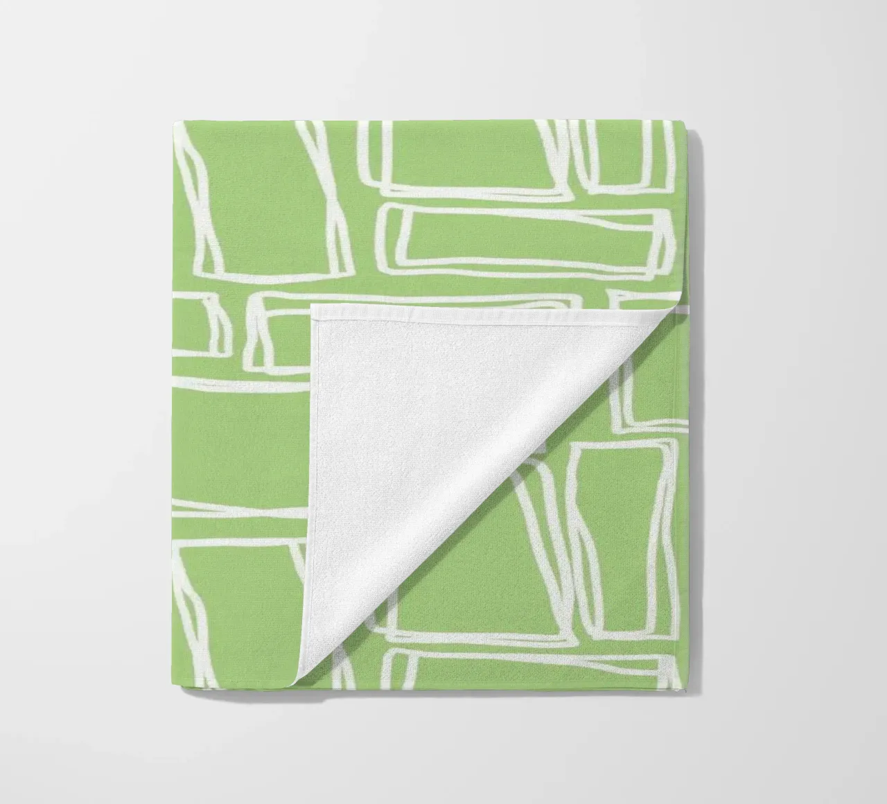 Doodle Squares in Mint Green beach towel by Happy Littles