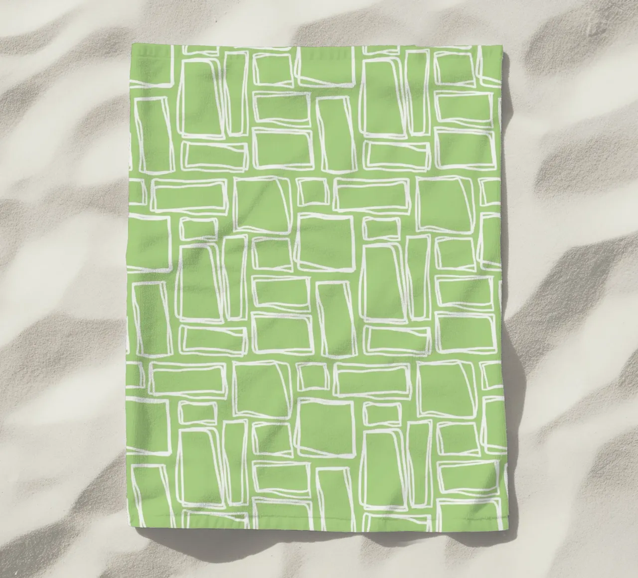 Doodle Squares in Mint Green beach towel by Happy Littles