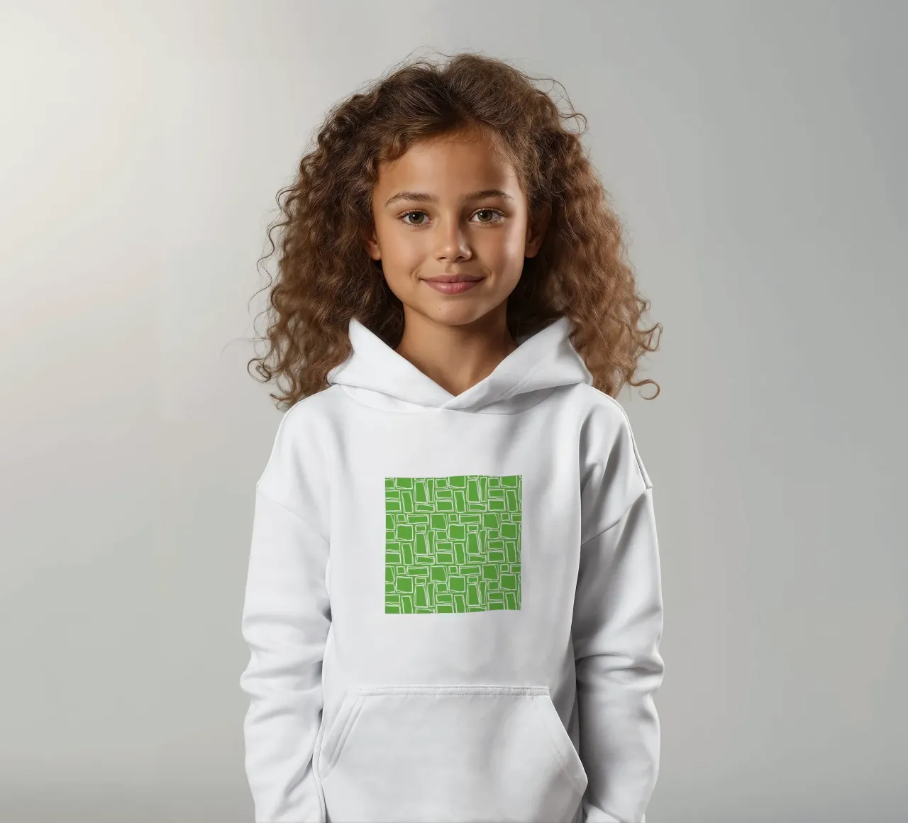 Quadrati Doodle in verde fresco felpa bambino con cappuccio da Happy Littles