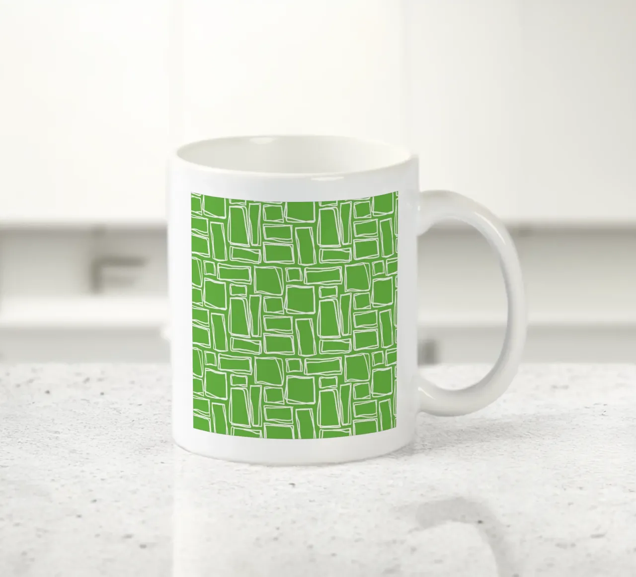 Quadrati Doodle in verde fresco tazza in ceramica da Happy Littles
