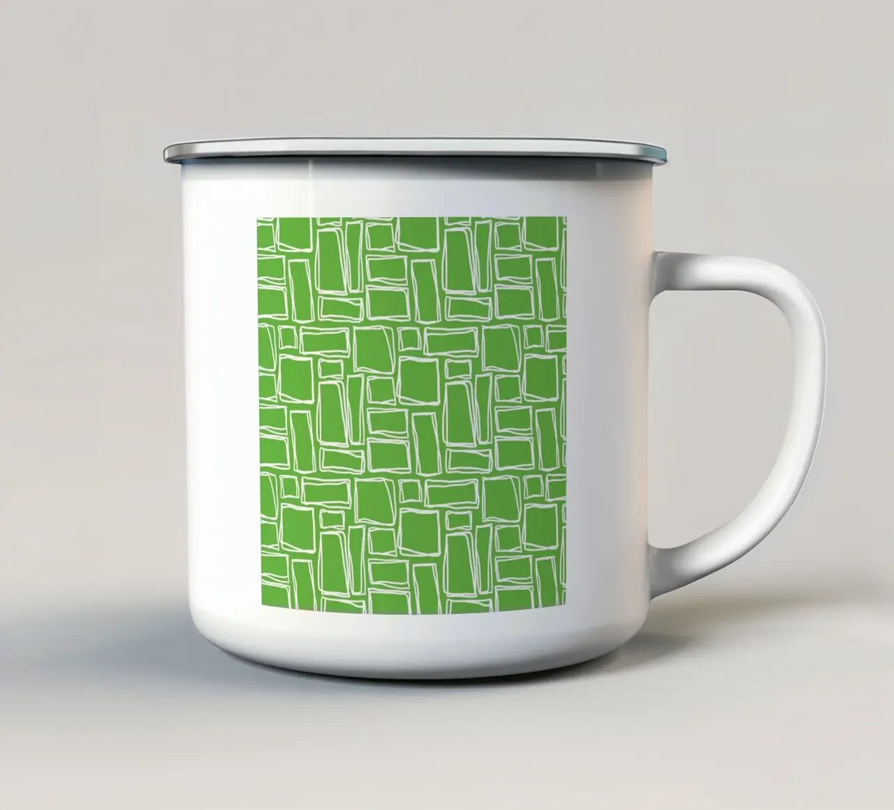 Quadrati Doodle in verde fresco tazza in smalto da Happy Littles