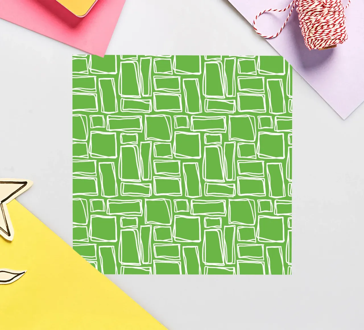 Quadrati Doodle in verde fresco adesivo da Happy Littles