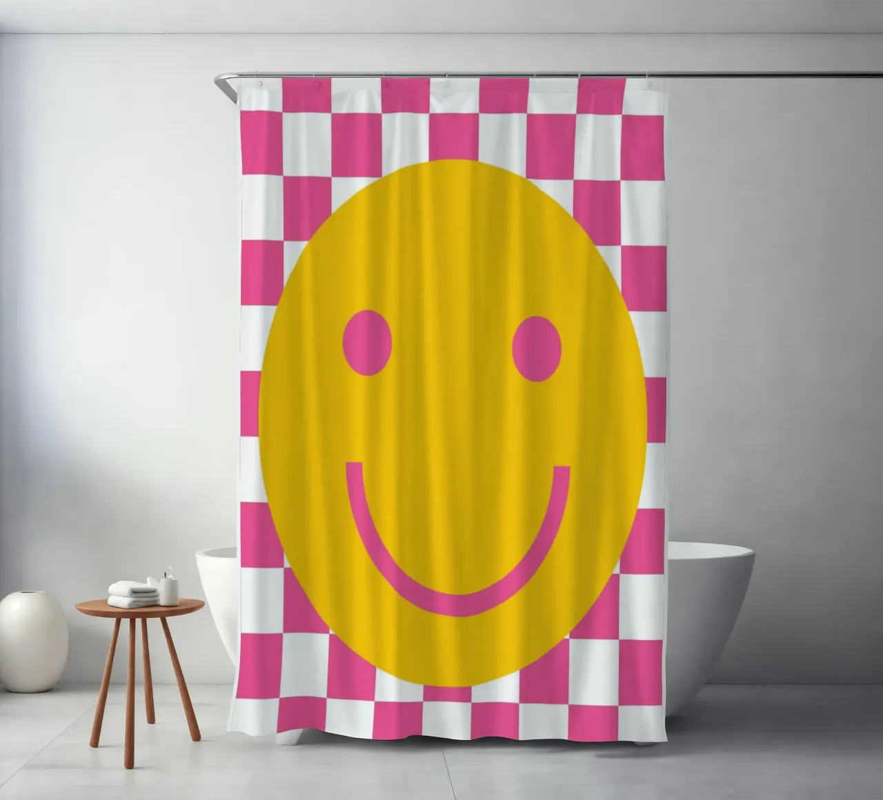Smilie Rosa shower curtain by studio salü