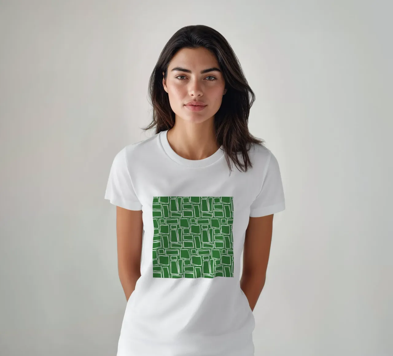 Doodle Squares en vert forêt t-shirt de Happy Littles