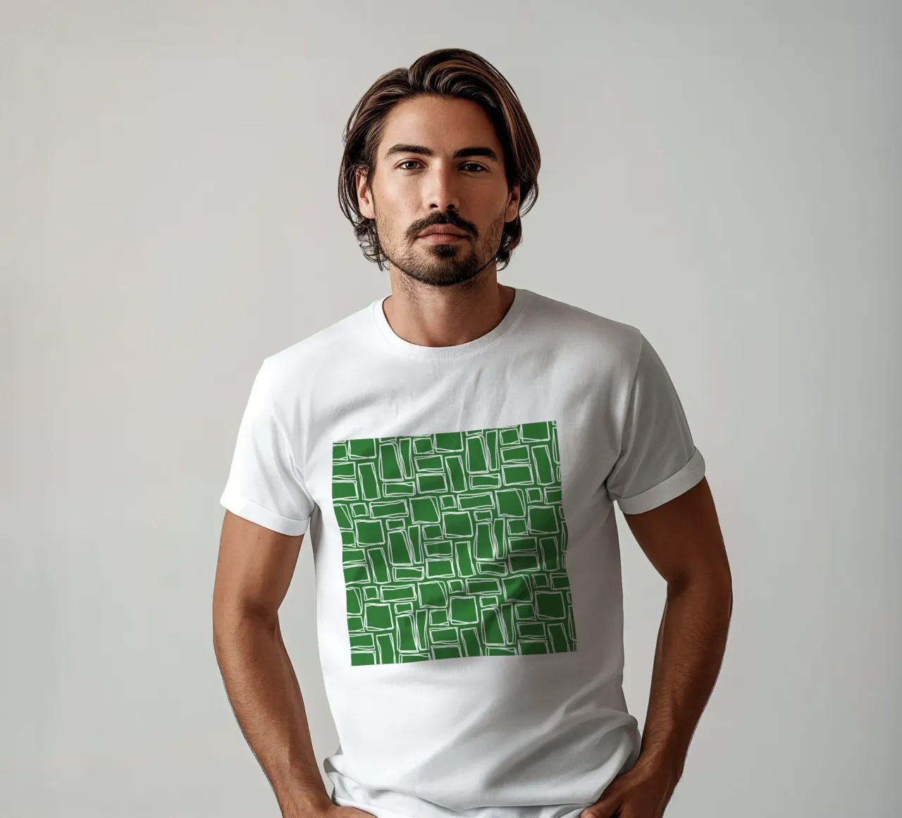 Doodle Squares en vert forêt t-shirt de Happy Littles