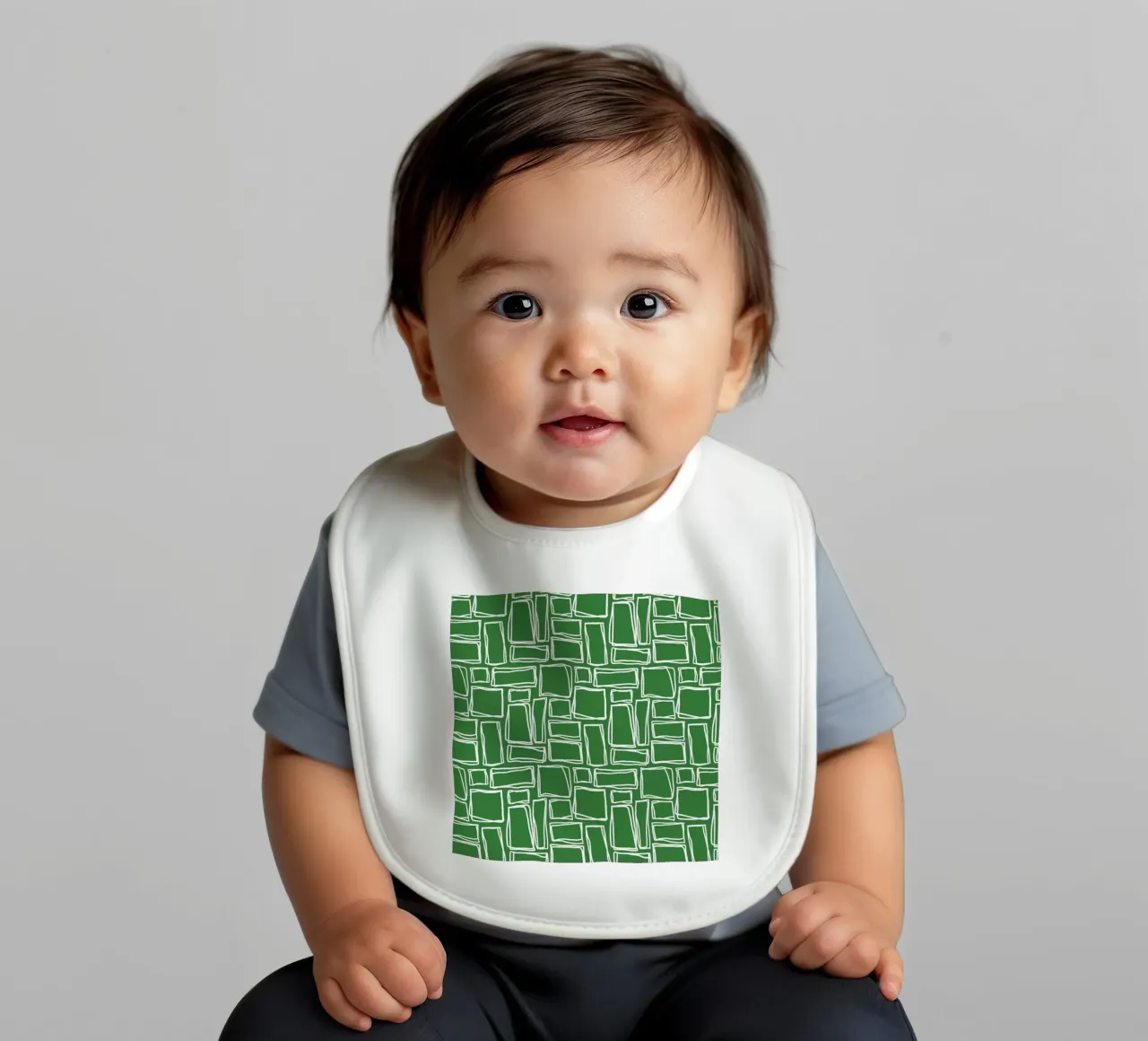 Quadrati Doodle in verde bosco bavaglino da Happy Littles