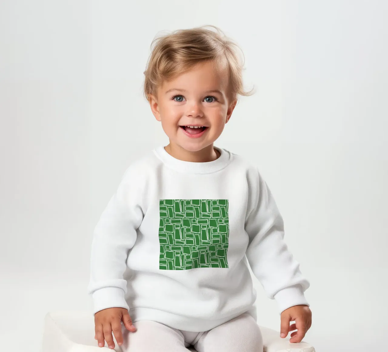Quadrati Doodle in verde bosco felpa neonato da Happy Littles