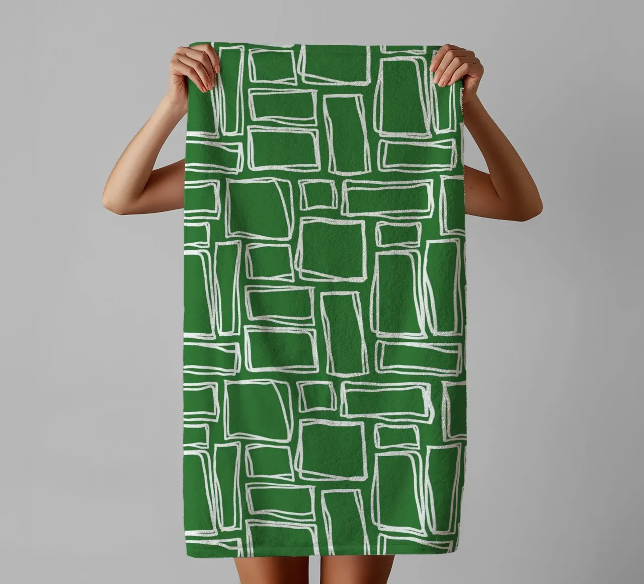 Doodle Squares en vert forêt serviette de bain de Happy Littles