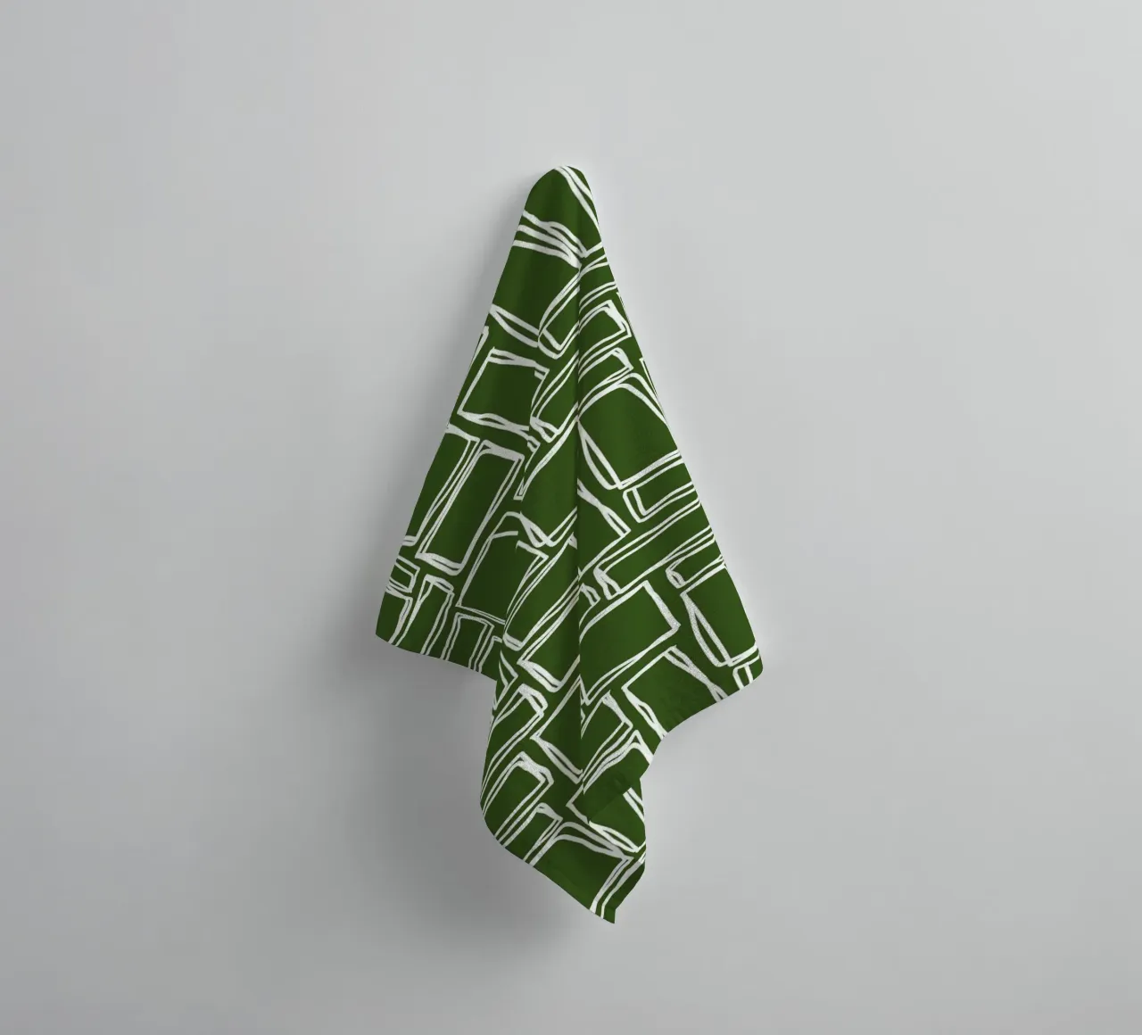 Doodle Squares in Moss Green towel by Happy Littles