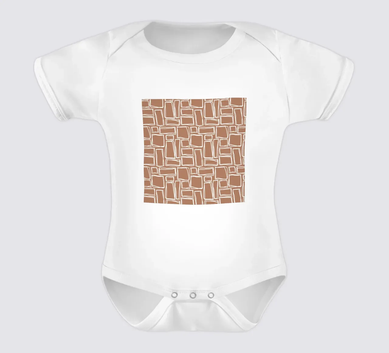 Quadrati Doodle in marrone argilla body neonato maniche corte da Happy Littles