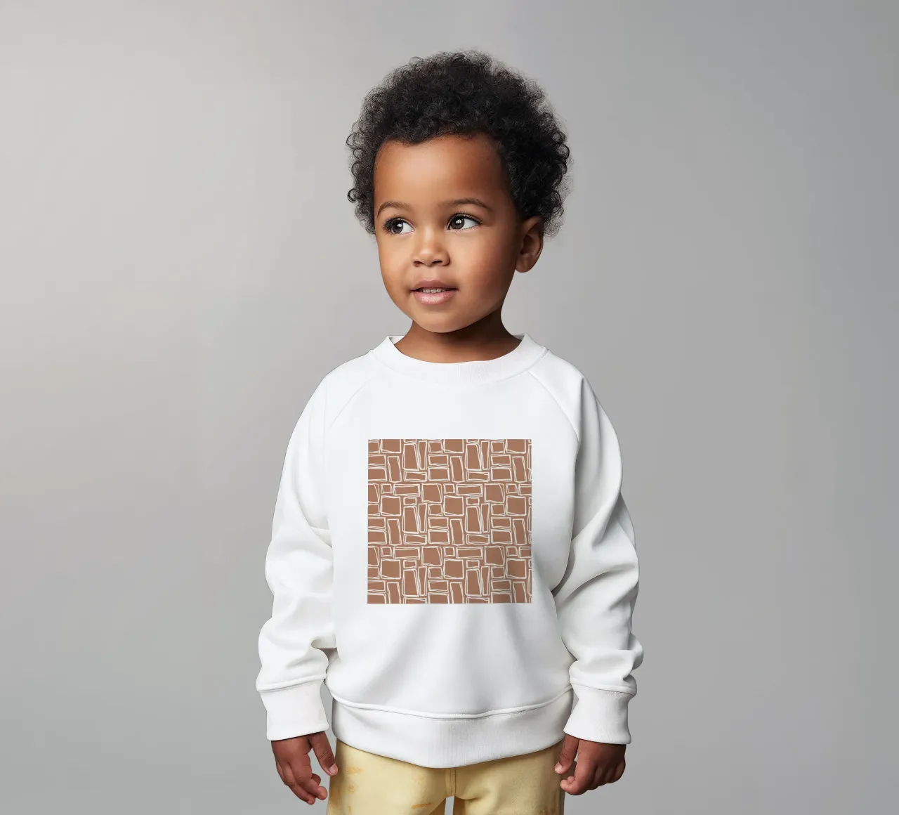 Quadrati Doodle in marrone argilla felpa neonato da Happy Littles