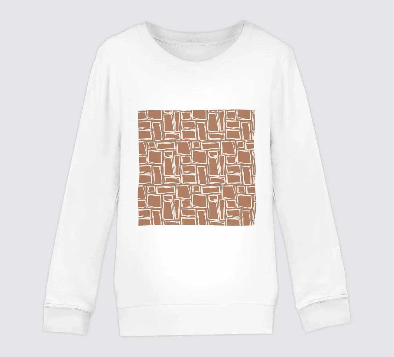 Quadrati Doodle in marrone argilla felpa bambino da Happy Littles