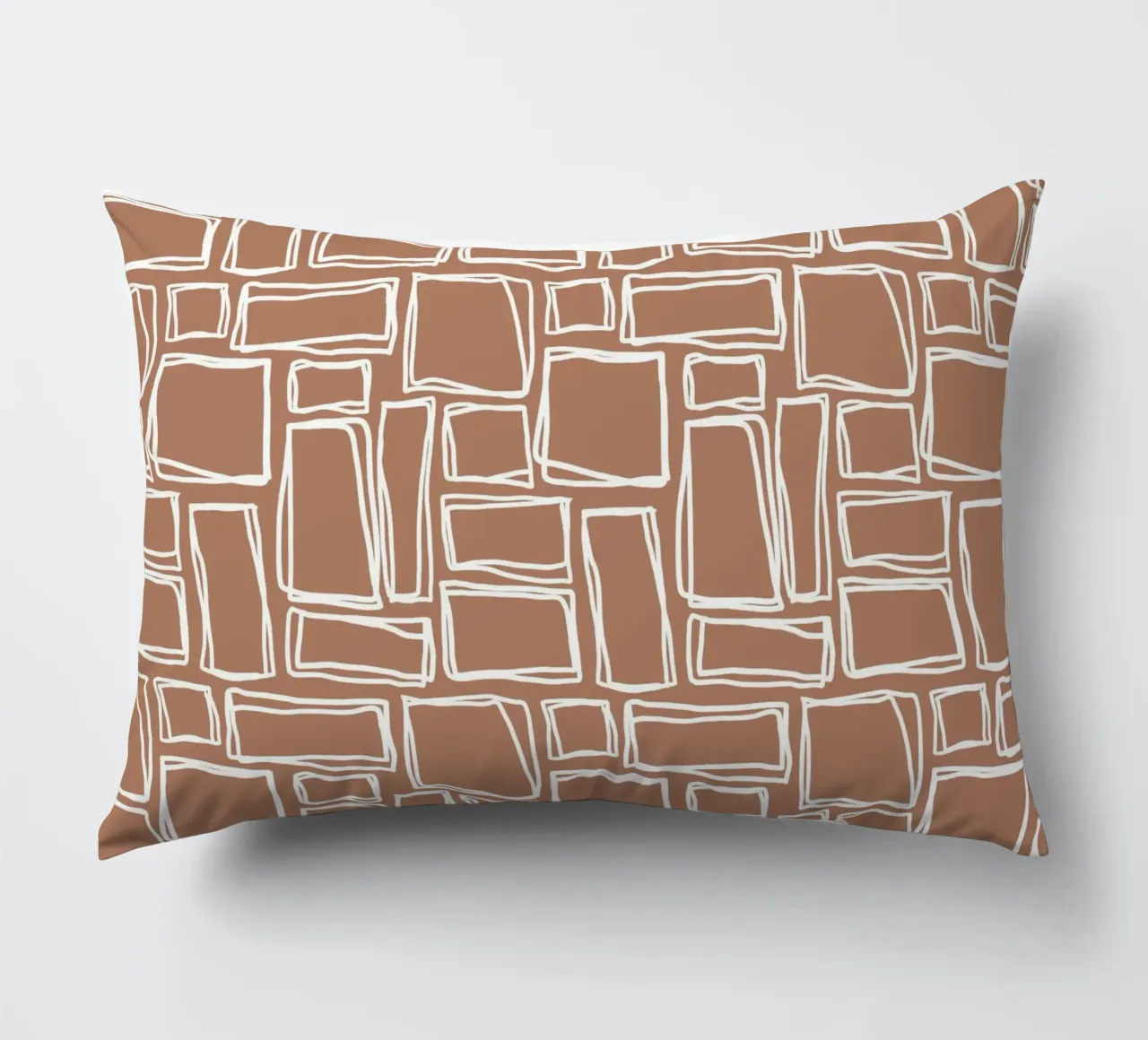 Quadrati Doodle in marrone argilla cuscino da Happy Littles