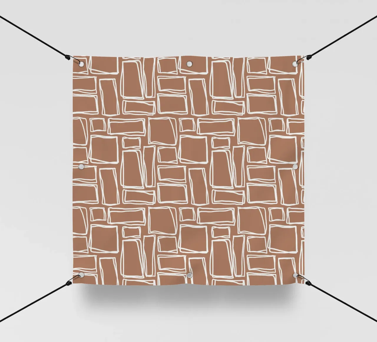 Quadrati Doodle in marrone argilla telo in pvc da Happy Littles