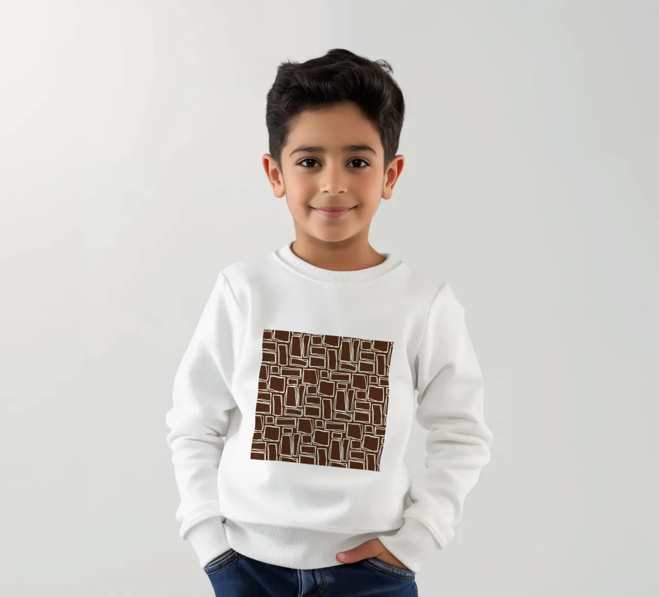 Quadrati Doodle in marrone cacao felpa bambino da Happy Littles