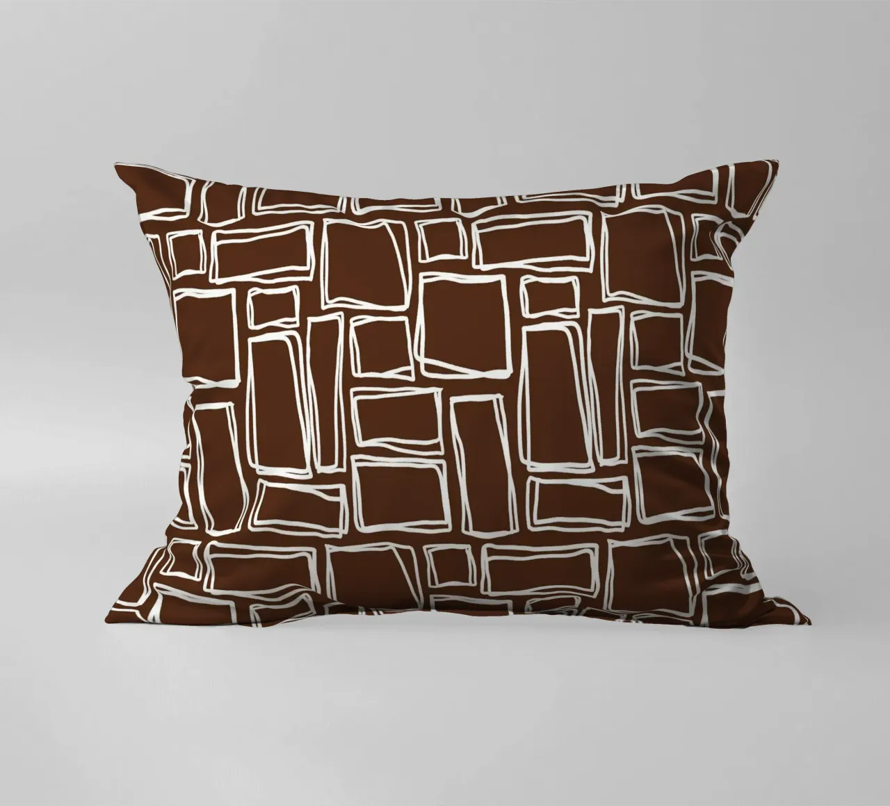 Quadrati Doodle in marrone cacao cuscino da Happy Littles